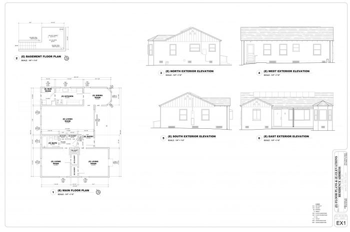 Existing House Plans and Elevations